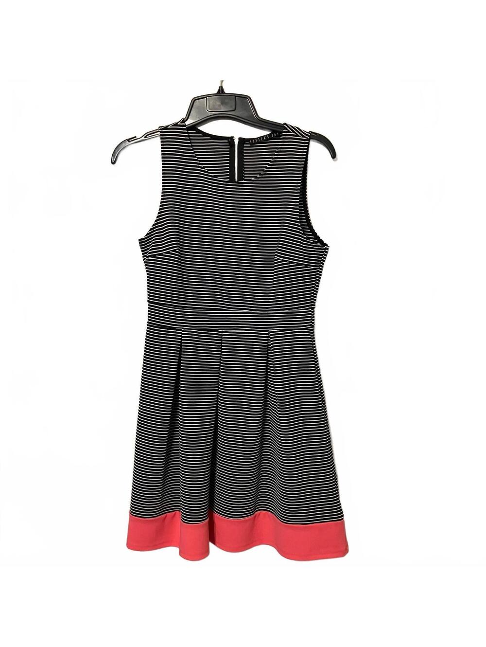 Potter's Pot Preppy Black Striped Coral Twee Nautical Sleeveless Dress Medium